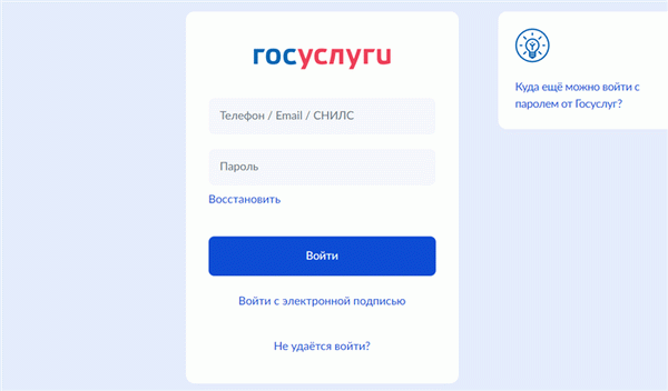 Войти в Госуслуги