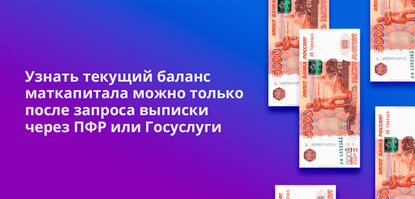 Только запросив выписку через ПФР или Gosuslugi, вы сможете узнать текущий баланс материнского капитала