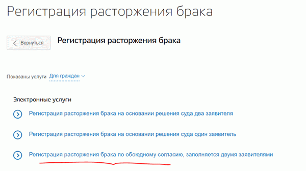 Развод через государственную службу