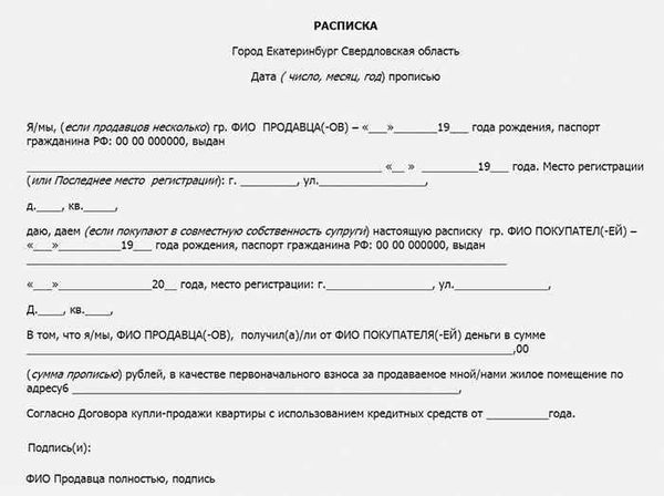 Квитанции по ипотеке стандартной формы