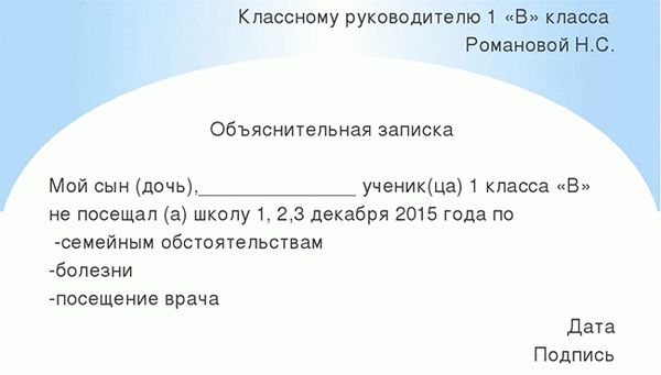 Объяснение классному руководителю