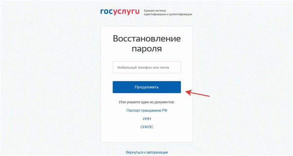 Восстановление пароля госуслуги